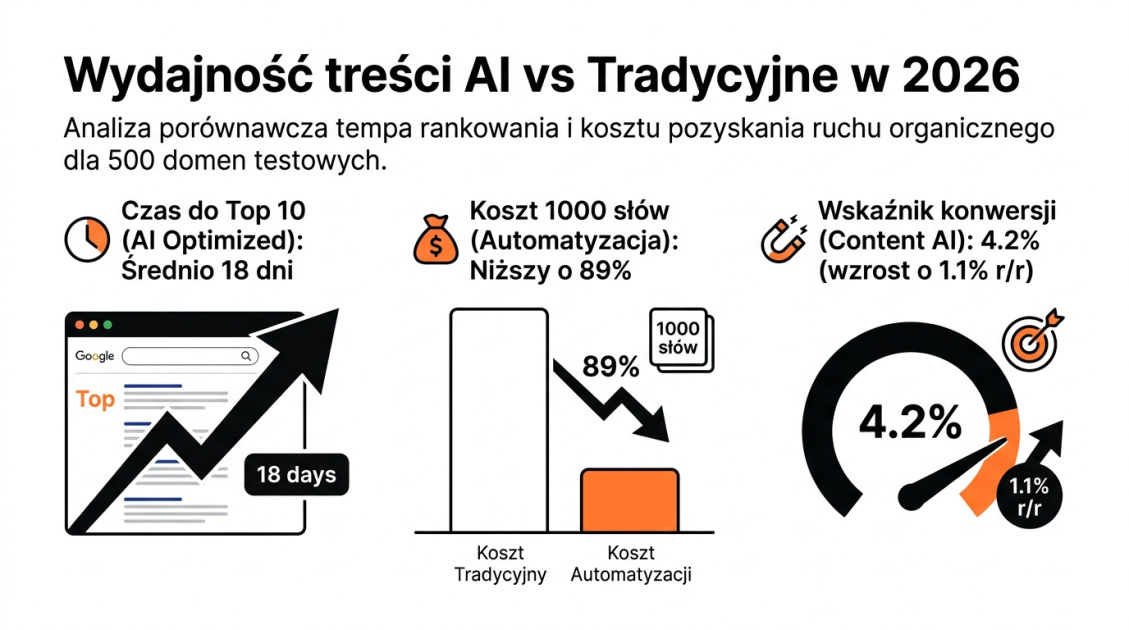 Wydajność treści AI vs Tradycyjne w 2026