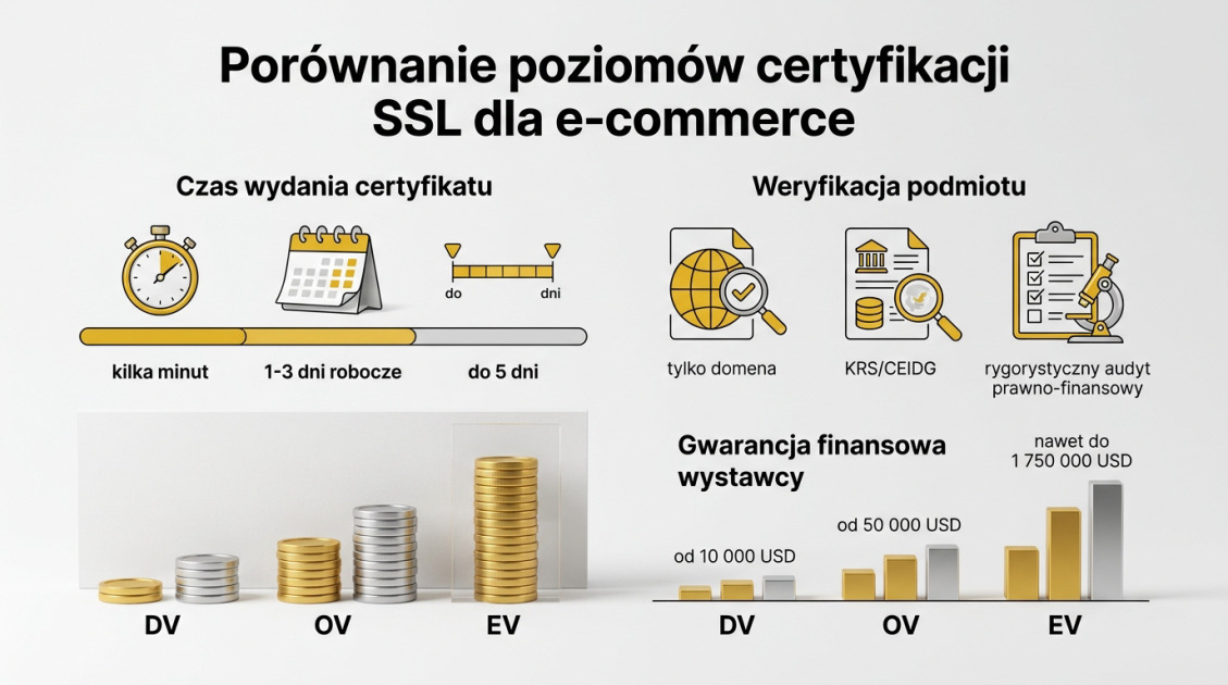 Porównanie poziomów certyfikacji SSL dla e-commerce