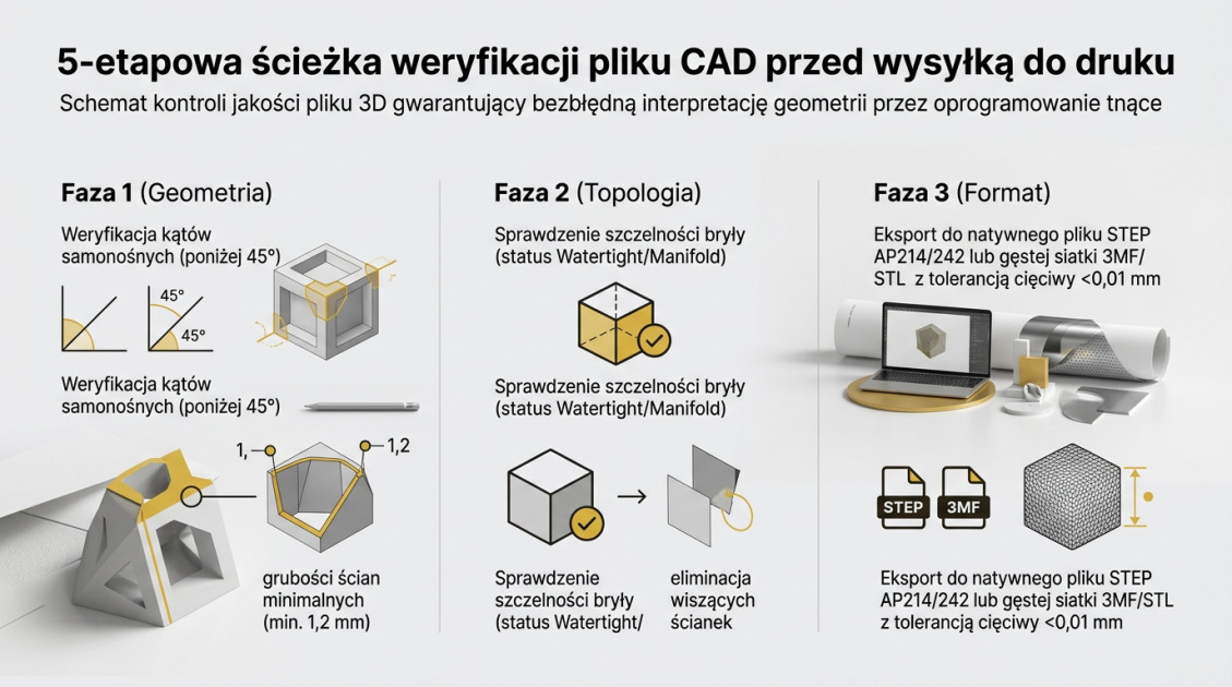 5-etapowa ścieżka weryfikacji pliku CAD przed wysyłką do druku