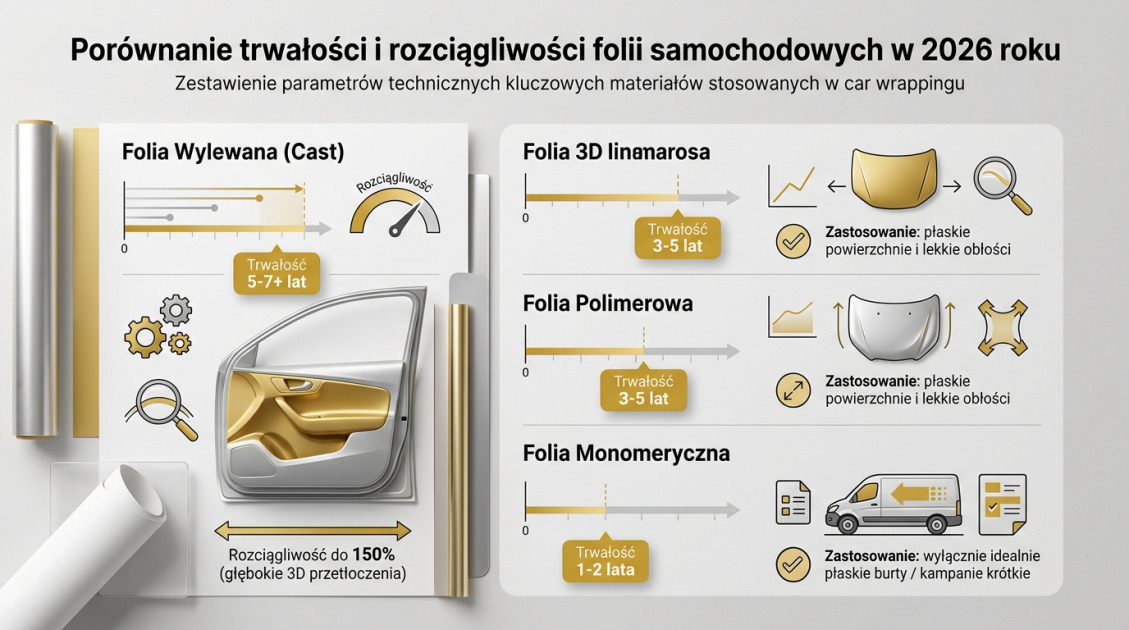 Porównanie trwałości i rozciągliwości folii samochodowych w 2026 roku