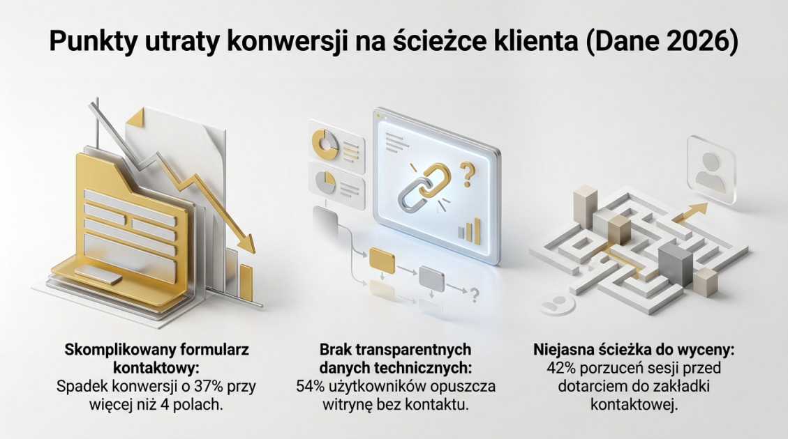 Punkty utraty konwersji na ścieżce klienta (Dane 2026)