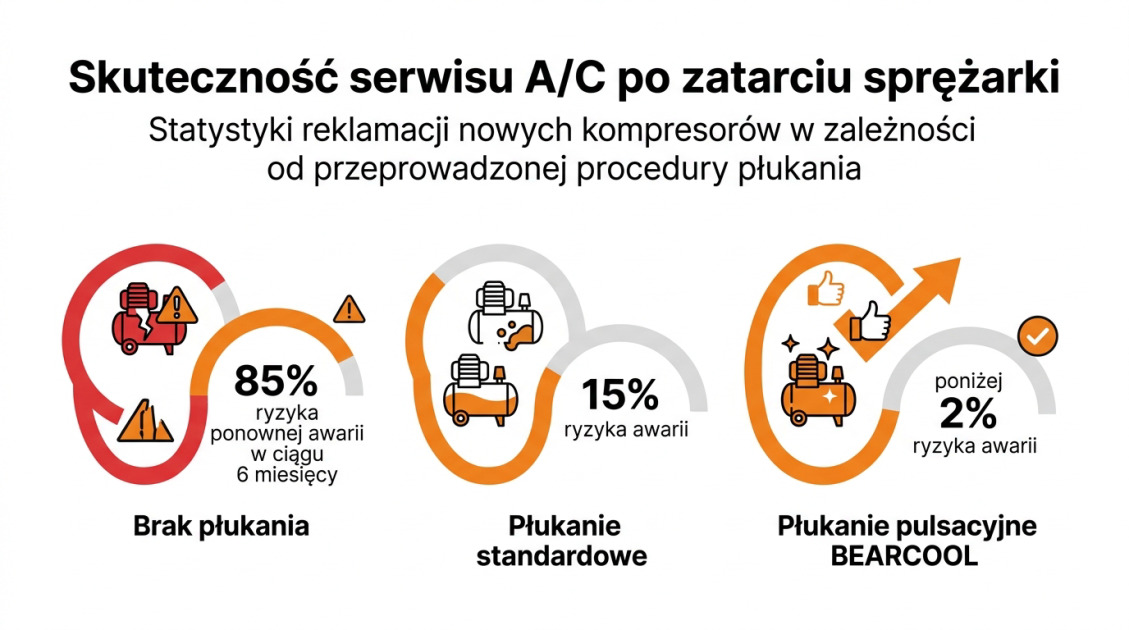 Skuteczność serwisu A/C po zatarciu sprężarki