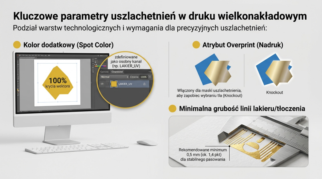 Kluczowe parametry uszlachetnień w druku wielkonakładowym
